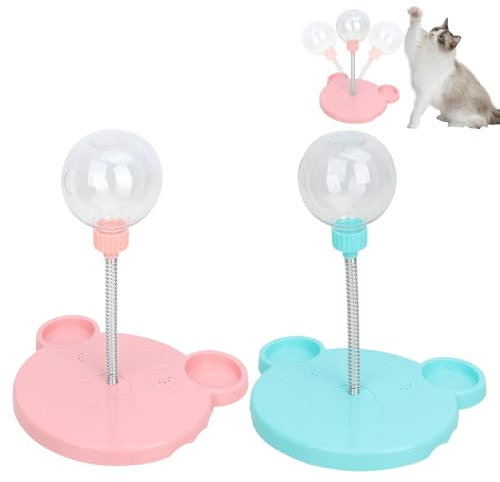 Landrain 2 Pcs Intelligenzspielzeug für Hunde und Katen, Wackelndes Futterball für Mittelgroße und Kleine Hunde, Interaktive Futterspielzeug (Blau+Rosa)