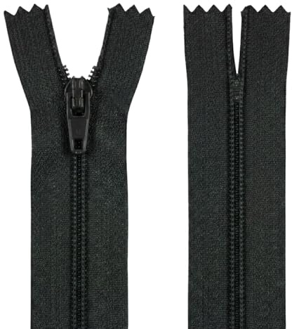 6 (15.2cm) Black Zip - Closed-End - Dressmaking, Sewing & Craft | Nylon #3 coil teeth, auto-lock pull, polyester tape, replacement zipper for purses, pockets, wallets, pouches, washable