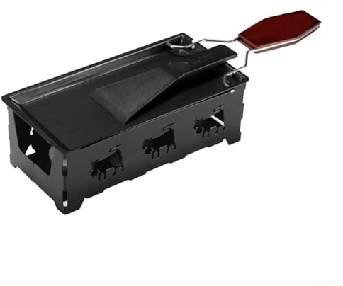 Ensemble de fondue au fromage portable, 18,5 x 9 x 6 cm avec poignée pliable et grattoir résistant à la chaleur pour le camping en plein air