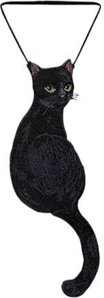 Generisch Cravate noire, Cravate animal amusante, broderie en forme de chat Cravates décoratives, cadeau pour homme et femme, amoureux des chats