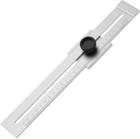 Streichmaß Präzisions 250 mm Kohlenstoffstahl Anreißwerkzeug T-Lineal mit Feststellknopf Reißschiene für Schwalbenschwanzverbindungen Zapfenlöcher Lasergeätzte Skala