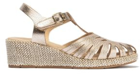PITILLOS - Sandalias de pala,piel,cuña,plataforma imitación a esparto,alpargata,suela de goma,romana para: Mujer color: ORO talla:36