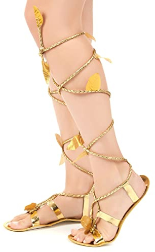 DEGUISE TOI Sandali Romani con Cordoncino per Donna - Oro - Taglia Unica