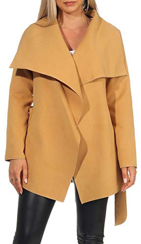 Malito Court Manteau avec Cascade-Design Gilet Veste Enrouler Boléro 3041 Femme One Size (Sand)