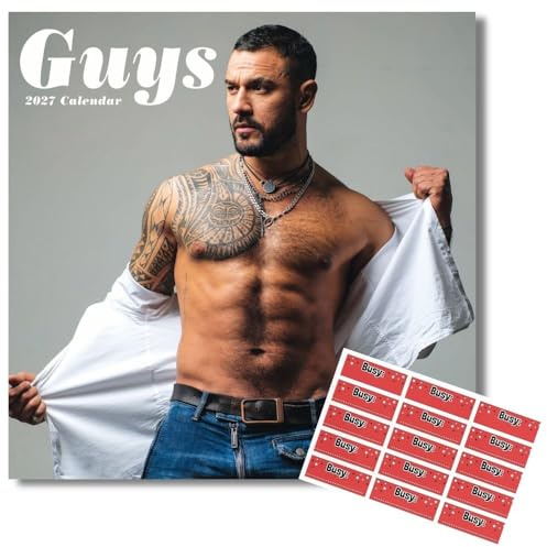 Avonside Guys 2027 Square Calendar with Organisational Stickers | 16 Month Square Wall Calendar, Month to View Layout, Marked UK Holidays, High Quality Images, Home or Office Planner, 12x12in