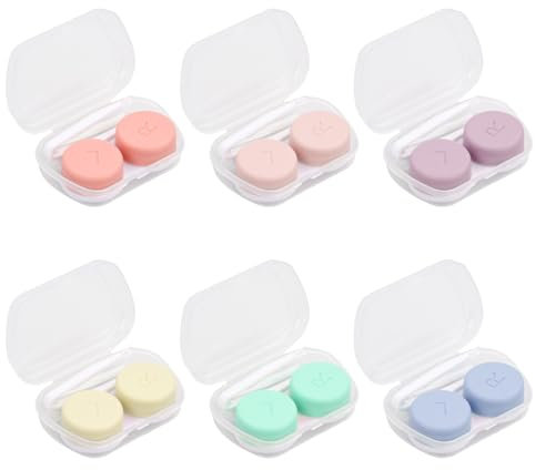 volumoon 6 Pack Contact Lens Cases, Portable Contact Lens Storage Box, Mini Eyes Lens Container, Contact Lens Removal Tool, Contact Lenses Holder Box with Left/Right Caps
