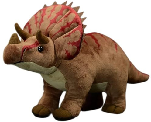 Tiny Heart Triceratops Dinosaurier Plüschtier - Realistisches Stofftier, Niedliches und Weiches Geschenk für Kinder, Jungen und Mädchen - Braun, 21 Zoll
