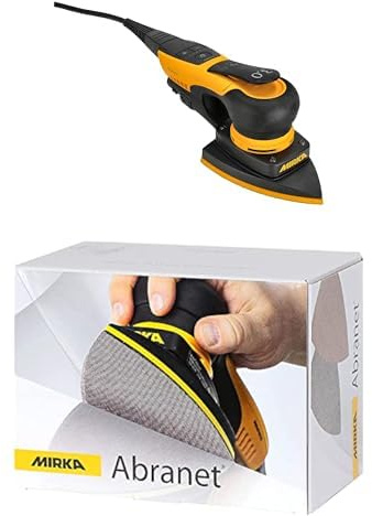 Mirka DEOS II 663 levigatrice triangolare 300 W levigatrice orbitale a basse vibrazioni + Mirka dischi abrasivi a rete delta per levigatrice triangolare 100x152x152 mm a strappo/grana P120