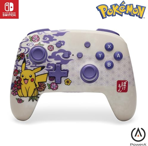 PowerA Enhanced Wireless Controller for Nintendo Switch, Switch Lite & OLED Model, Rechargeable Bluetooth Gamepad with up to 30 Hours of Play Time, Official: Pokémon Blossom