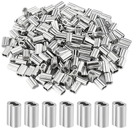 FSSTUD Aluminium-Crimpschlaufenhülsen, kleine Drahtseilhülsen, Drahtseil-Crimpschlaufen, Kabel-Crimphülsen, Drahtseil-Zubehör, 250 Stück