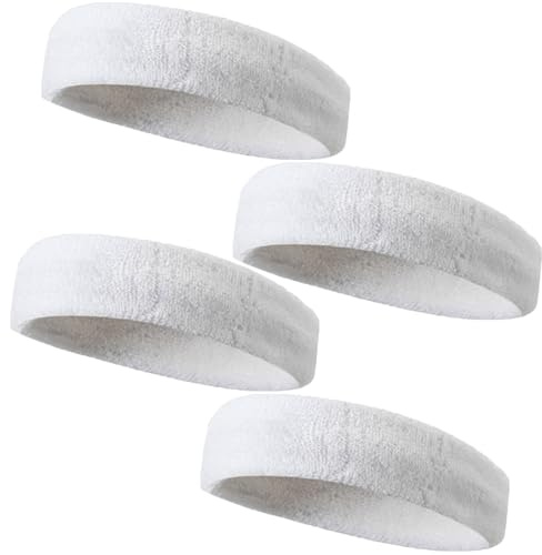 4 Pezzi Fascia Capelli,Headband,Fasce per Capelli Uomo,Fascia Capelli Donna,Fascia Capelli Sport,Fascia Testa Sudore,Fascia Sudore Testa Donna(Bianco)