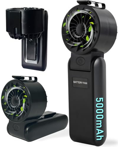 AidSci 5000mAh Ventilador de Mano Portátil 36 Horas, 4 Velocidades Turbo Ventilador 13200 RPM, Recargable para Viajes, Oficina, Exterior