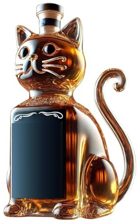 Carafe à whisky en verre en forme de chat, figurine d'animal décorative, cadeau pour la maison et le bar, carafe à whisky décorative pour chat (1)