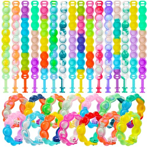 KIDRENFUN Christmas Decoration Pop Barcelets, Party Bag Fillers Stocking Fillers , Bulk Class Gifts, Poppet Popper Party Favours for student ( 30 Bracelets