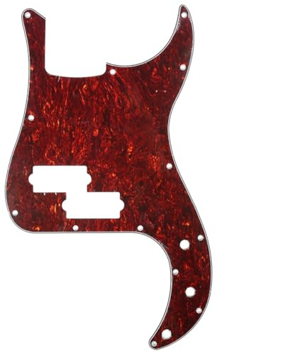 Musiclily 13 Hole P Bass Pickguard for Fender American/Mexican Standard Precision Bass,4Ply Red Tortoise