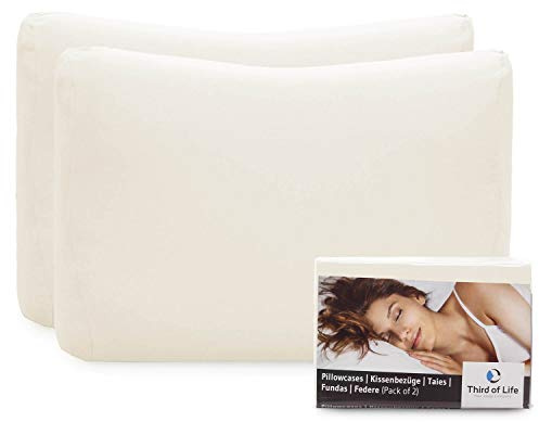 Hochwertiger Kissenbezug Doppelpack (2er Set, Elfenbein-Weiß Uni) für Nackenstützkissen, speziell MATAR – Double Jersey, guter Fit, bügelfrei, Oeko-Tex Zertifiziert, Kissenhülle mit Reißverschluss