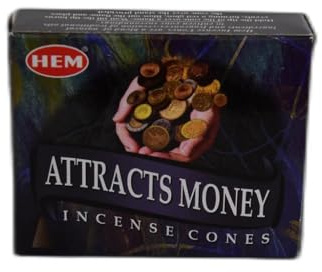 HEM Attracts Money Cones Pack of 120 Cones | Natural Long Lasting Aroma | Home Essential, Aromatherapy Incense for Relaxation, Stress Relief & Good Luck