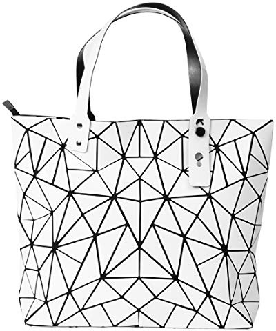 Ulalaza Treillis géométrique Lumineux Portefeuille Chaîne Crossbody Pochette Portefeuilles Sacs à Main Holographique pour Femmes, 4 à 3, Taille unique