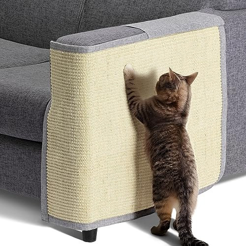 Navaris Kratzmatte für Katzen, Schutz für Linke Seite, Sofa, Boden, Wand, Sisal und Leinen, 60 x 50 cm, geeignet für Kätzchen und Hunde