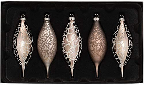 WeRChristmas Industrial Glaskugeln, Glas, grau, 5-Piece, 5