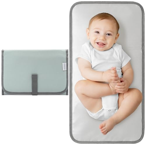 Comfy Cubs Baby Changing Pad Compact Size - Waterproof Diaper Changing Mat with Cushioned Pillow - Soft & Lightweight, Foldable Design for Travel - Stylish Design for Boys and Girls - Earth Green