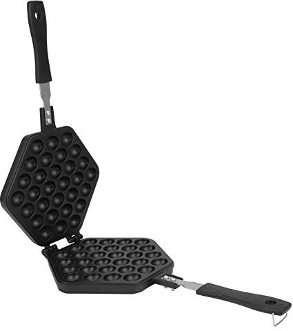 Bubble Waffle Maker Pan, Professional Bubble Waffle Iron Stainless Steel Double Egg Waffle Iron with Nonstick Coating for Egg Puff and Hong Kong Waffles