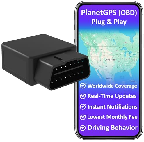 PlanetGPS (OBD) - Real-Time OBDII GPS Tracker for Vehicles with OBD2 Diagnostics for Cars Trucks w/Worldwide Coverage | Subscription Required (Starting $5.00/Month)