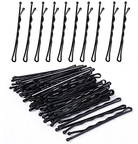 Haarnadel 60 Stück,Haarklammer, Wellenform Haarklammern 5.5cm, Metall Bobby Pins, Haarnadel-Set für Kinder, Mädchen Haarzusätze, Friseursalon (Schwarz)