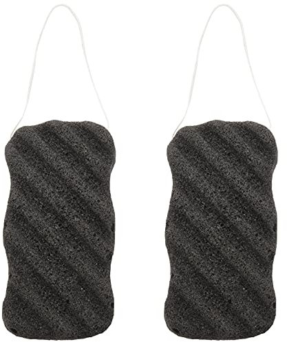 Konjac Sponge Set with Activated Bamboo Charcoal - Body & Facial Sponge Cleansing Sponge for Care