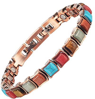 EnerCoppeX 3500 Gauss Magnetarmband Damen 99,99% Reines Kupfer Magnetarmband Klassischer Türkiye Stil (mit 2 Redundanten Gliedern, Machen Sie Sich Keine Sorgen um Größe) (B)