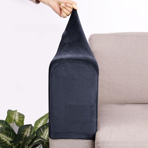 SPORTARC 2 fundas antideslizantes para reposabrazos de sofá, fundas elásticas para sillones de zorro plateado, protectores de muebles (azul)