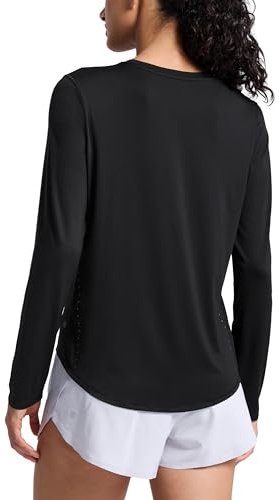 CRZ YOGA Longue Entraînement Chemises pour Femme UPF 50+ Course Chemise Col Haut Athlétique Vestes Noir 42