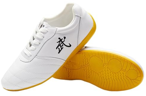 VIBLiSS Martial Arts Shoes for Women, Lightweight Kung Fu Tai Chi Shoes Breathable Taekwondo Shoe Casual Leather Walking Trainning Shoes,White,5 UK