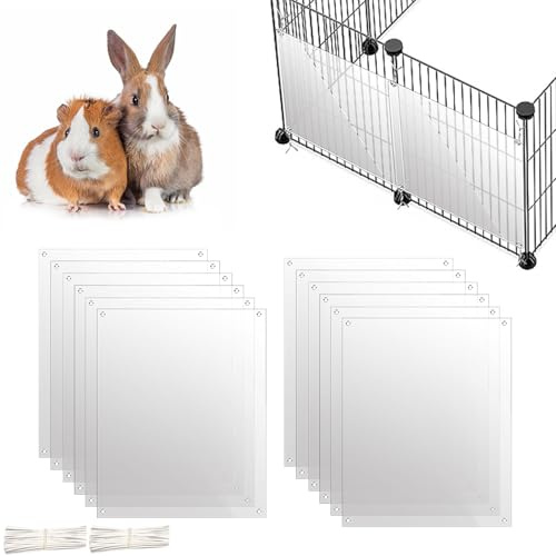 Oncpcare Lot de 12 doublures de cage en plastique transparent pour cage à lapin, cochon d'Inde, accessoires de cage pour petits animaux – Gardez la litière dans la cage, 26 x 21 cm