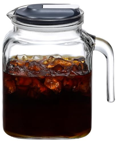 68 Oz Seal Pitcher With Lid and Spout, Large Iced Tea Pitcher for Fridge, Wide Mouth Glass Jar Container for Homemade Juice & Iced Tea, Iced Coffee, and Drinks