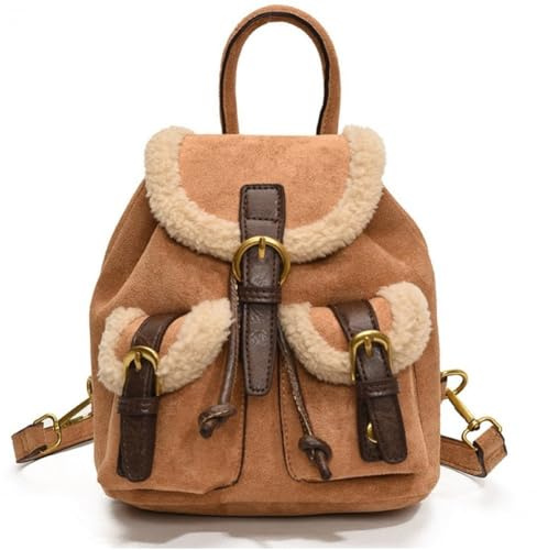 Lpitoy Sac à Dos en Daim Vintage pour Femmes, Sac à Main Tendance en Daim, Sacs à bandoulière pour Dames, Sac à Dos de Voyage pour Femmes