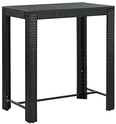 Jiangboyue-45874 Table de bar de jardin en polyrotin Noir 100 x 60,5 x 110,5 cm