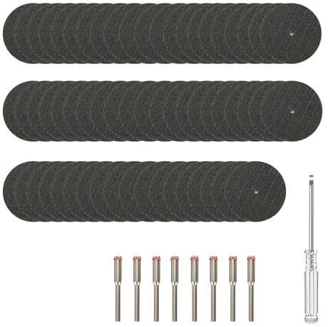 Juego de discos de corte para Dremel, 60 piezas de mini hoja de sierra circular con 8 pcs de mandril de 3mm, accesorios de herramientas rotativas, ruedas de corte para acero inoxidable metal
