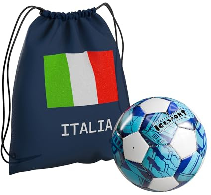 ICE TOYS Sacca Sportiva Italia 34 x 41 cm con Pallone da Calcio 22 cm (Blu)