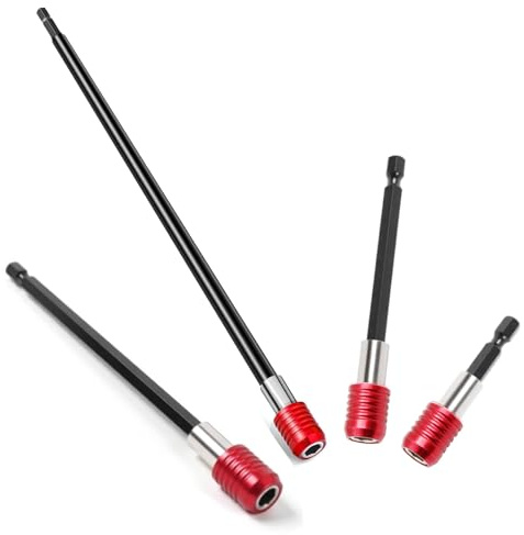 4 Pcs Drill Bit Extension, 2/4/6/12 Impact Driver Drill Extension Bit Holder with 1/4 Hex Magnetic, Screwdriver Extension for Nuts, Screws and Drill Sockets