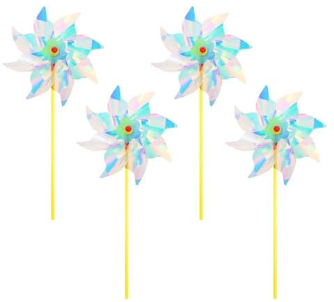 M METERXITY 4-Pack Girandole Arcobaleno 20 Pollici Spinner Vento In Plastica Decorazioni Esterni Fiori Mulino A Vento Per Feste/Giardino/Cortile gioco Spinner Vento [Trasparente]