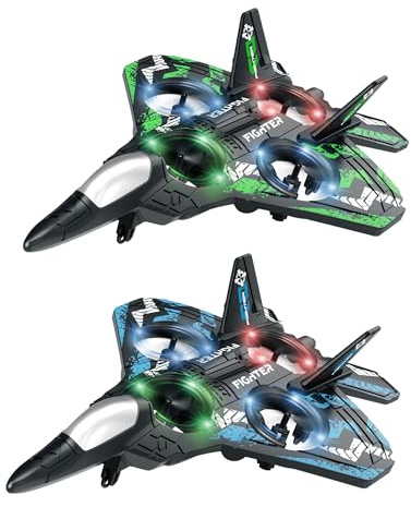 JoyRapt Drones for Kids Form RC Plane, Remote Control Airplane, Aircrafts for Boys and Girls, Jet Helicopter Drones with LED Lights 360° Flip, 4 Rechargeable Batteries Boy Toys (2 Pack)