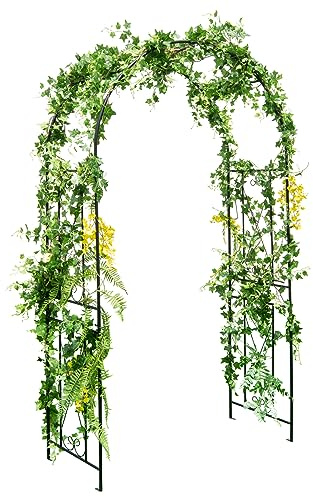 COSTWAY Arco de Metal para Plantas Trepadoras, Enrejado con Arco para Rosas y Enredaderas, Decoración para Bodas Jardín, Soporte para Plantas, Resistente a la Intemperie, 120 x 56 x 220 cm, Negro