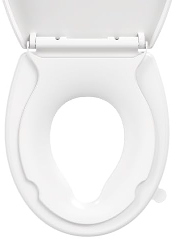 YEAUPE PRO Siège de toilette avec siège enfant intégré, siège de toilette ovale blanc familial à fermeture douce, libération rapide avec charnières réglables, assemblage facile et nettoyage du pot
