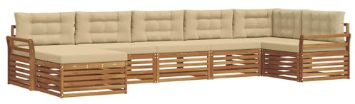 vidaXL Utomhussoffset 7 st Naturlig och Beige