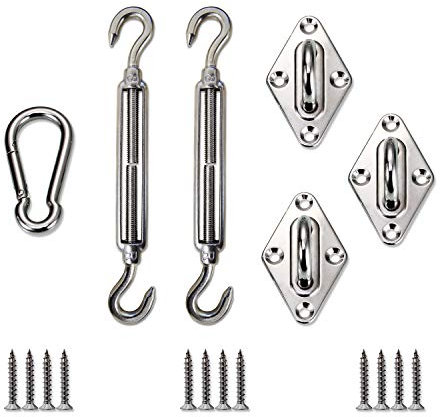 Windscreen4less Sun Shade Sail Hardware Kit - 8 Inches - Super Heavy Duty - for Triangle Sun Shade Sail