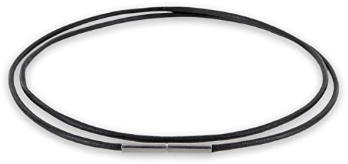 Auroris Echtleder Kette Farbe: schwarz Dicke 1,5mm mit Tunnel-Drehverschluss aus Edelstahl/Länge: 42cm