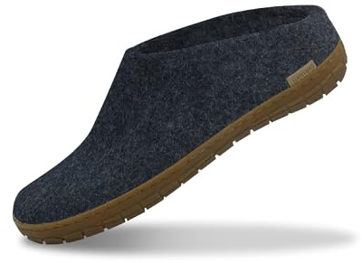 Glerups 100% quality wool mix Slipper with rubber sole - Unisex Slip-on - Denim