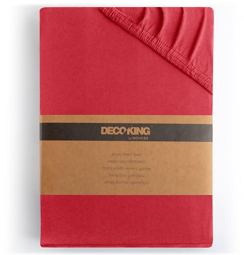 DecoKing Spannbettlaken 140x200 160x200 cm 100% gekämmte Baumwolle Rot Spannbetttücher Jersey Boxspringbett Amber 140 x 200 160 x 200