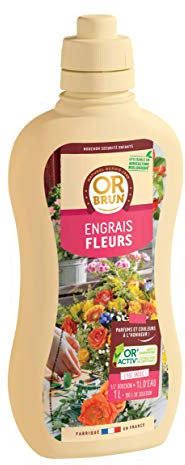 OR BRUN Engrais Fleurs - 1L - Renforce Les Plantes & Améliore La Floraison - Fabriqué En France - Utilisable En Agriculture Biologique OBRECLFLEURS1
